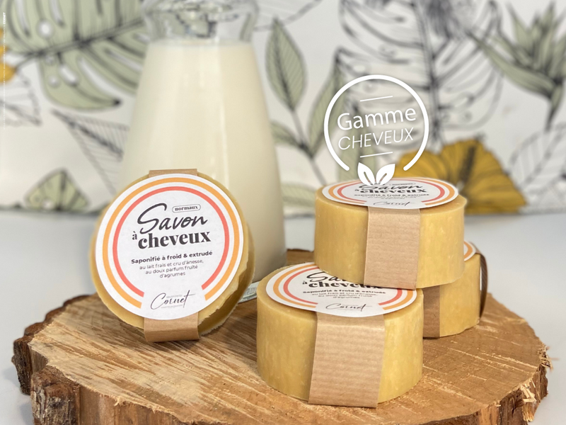 Savon à cheveux au lait frais et cru d'ânesse : Cheveux normaux - Savonnerie Cornet