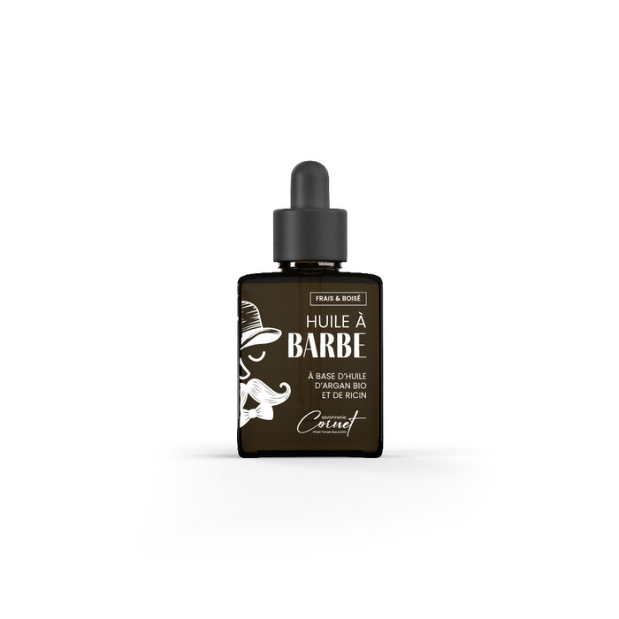 Huile à barbe à l'huile d'argan (bio) et à l'huile de ricin - Savonnerie Cornet