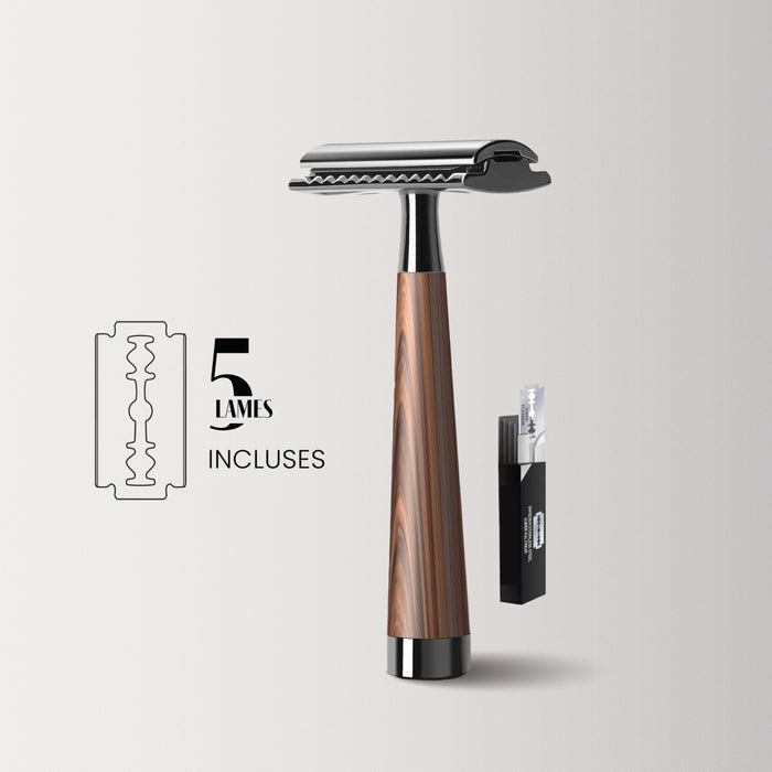 Rasoir premium en aluminium avec double lame - Savonnerie Cornet