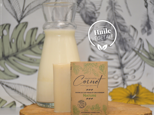 Savon Nature au lait frais et cru d'ânesse - Savonnerie Cornet